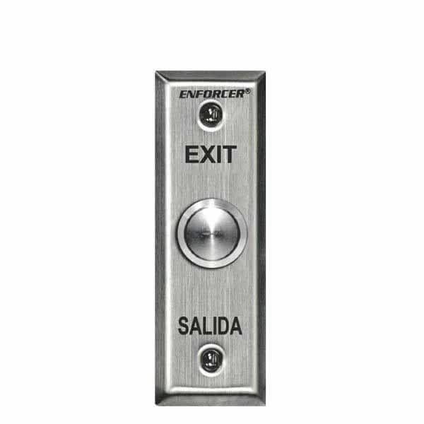 Vandal-resistant, 1" diameter, stainless-steel, momentary pushbutton on stainless-steel s
